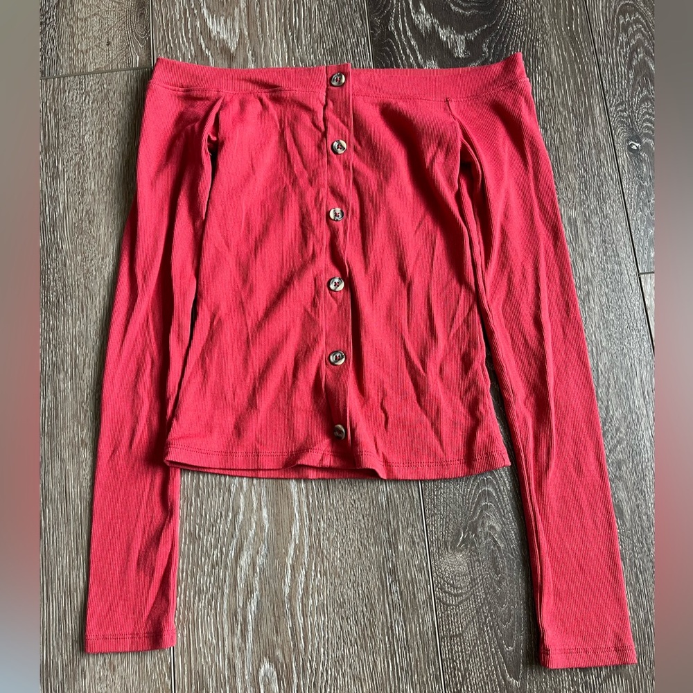 Aeropostale Seriously Soft button down off the shoulder top